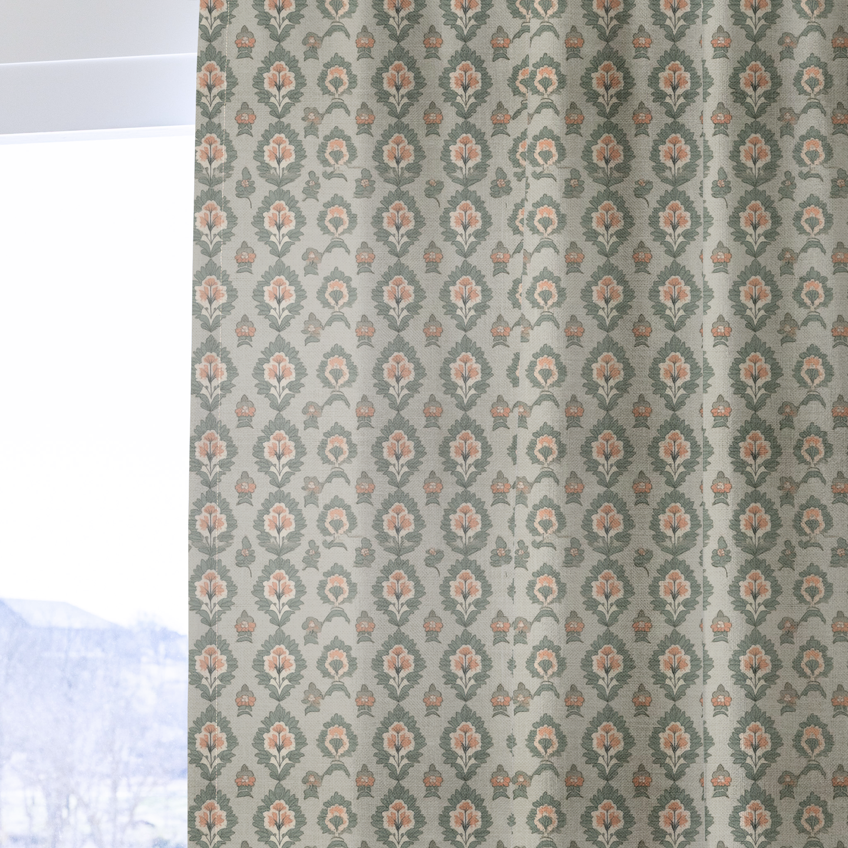 Olive & Peach - Drapery — one panel