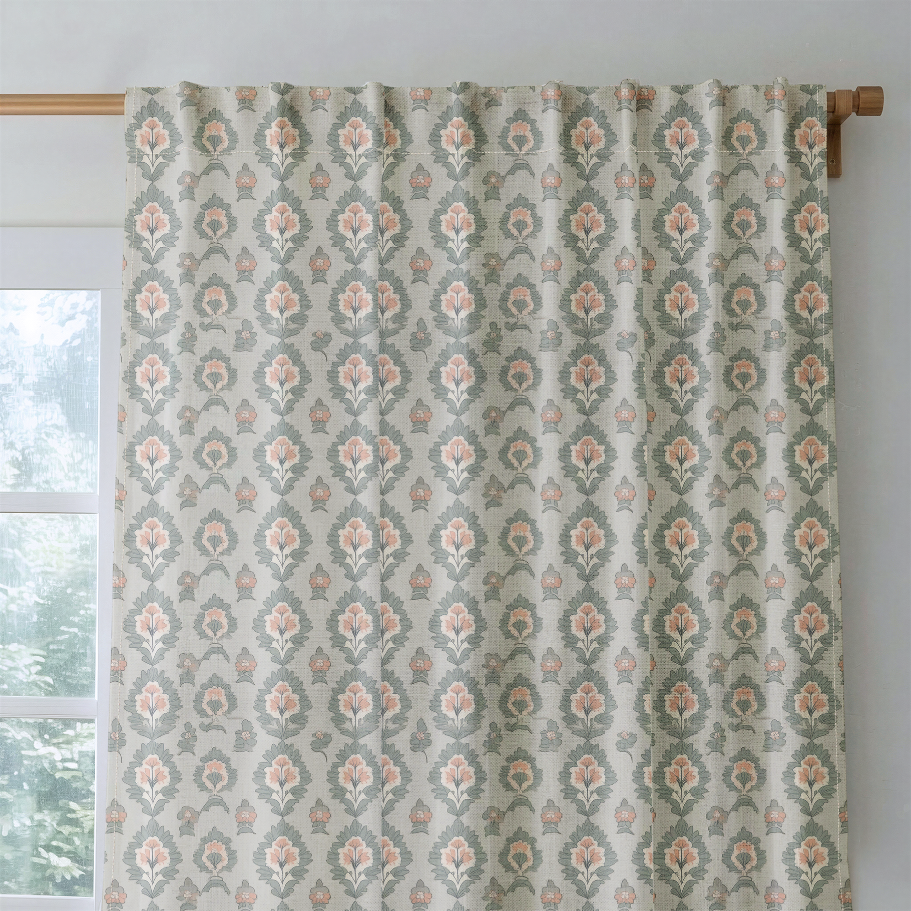 Olive & Peach - Drapery — rod