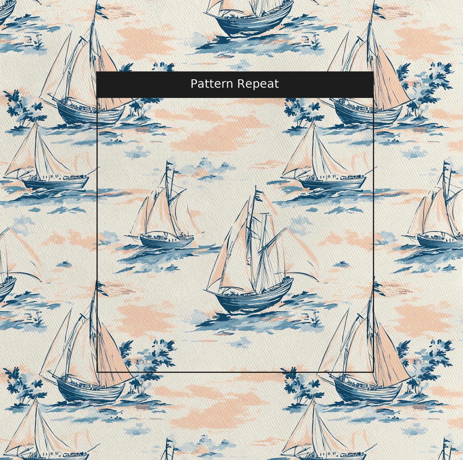 Sunset Sail Fabric by the Yard — pattern repeat