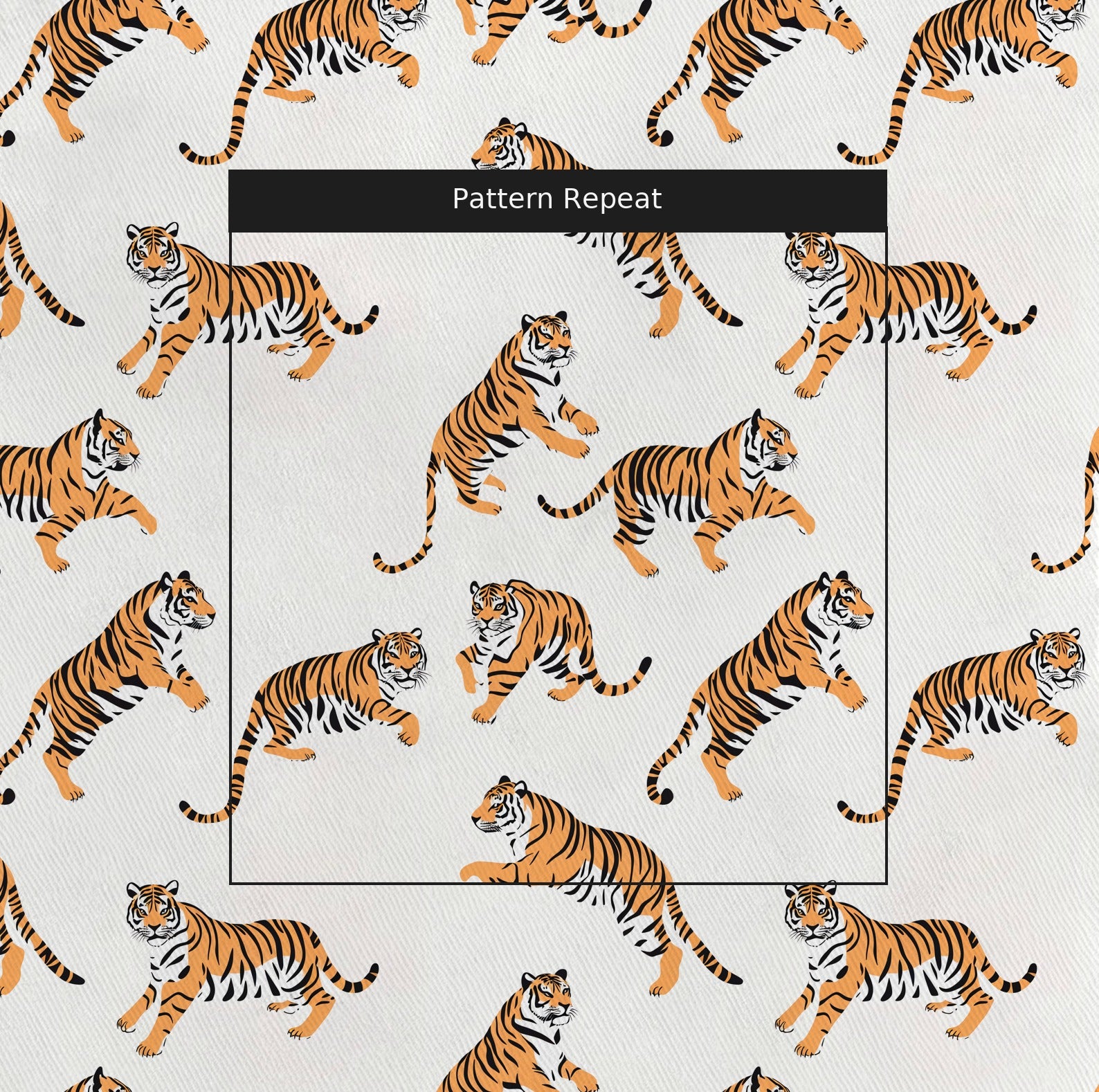 Timeless Tiger Fabric by the Yard — pattern repeat