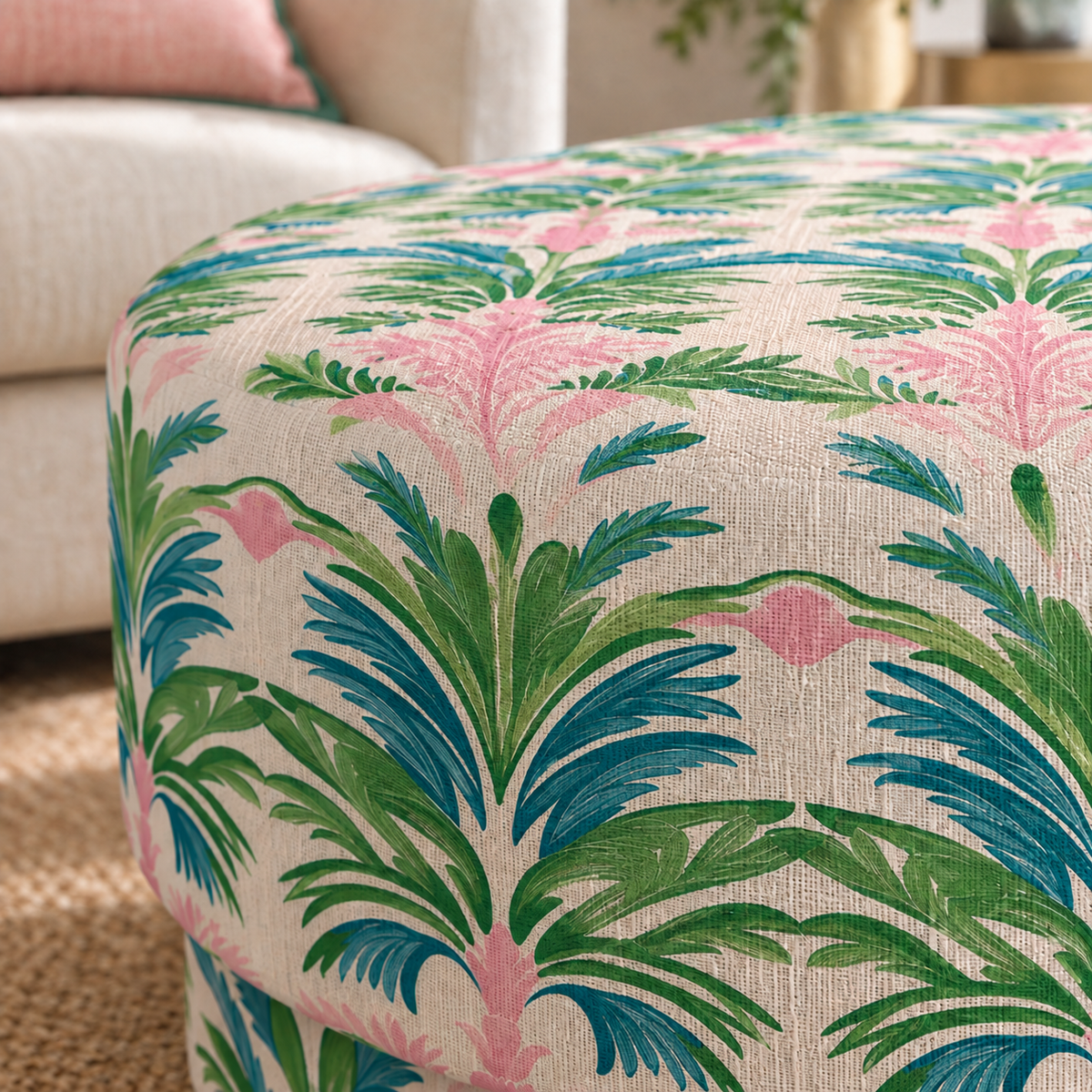 The Adelaide Ottoman in Bellagio Blush