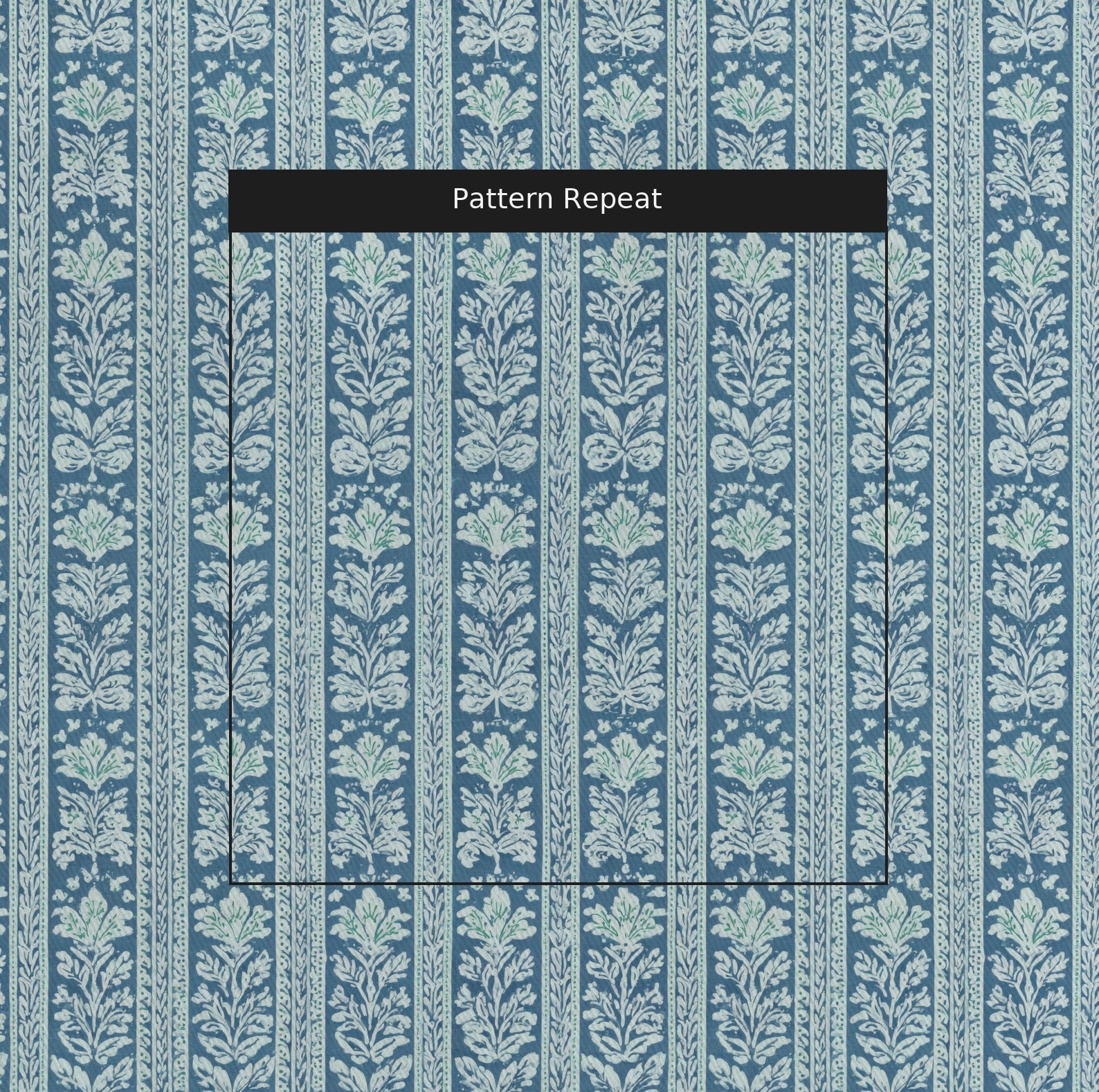 Blue Parlour Fabric by the Yard — pattern repeat