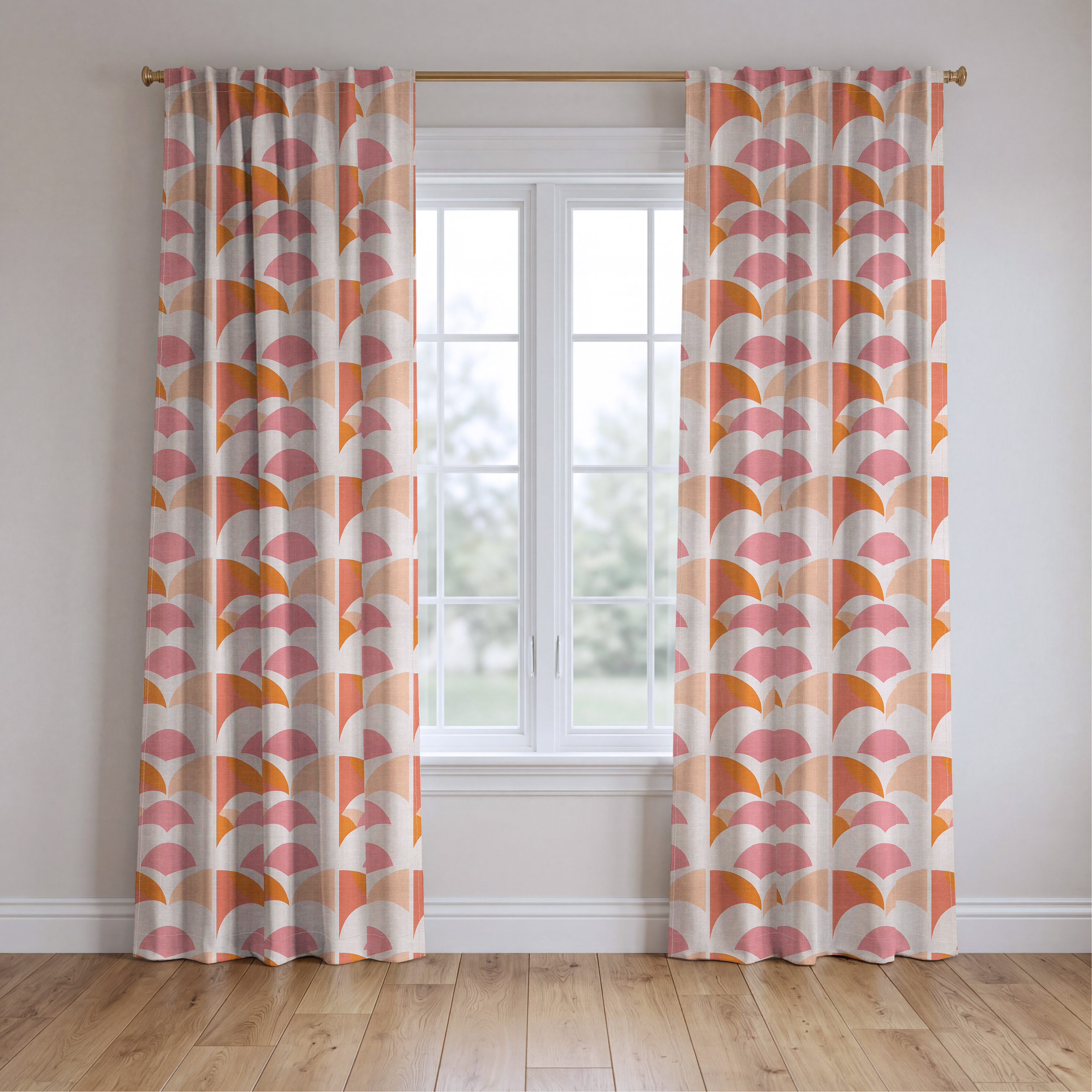 Peachy Pops - Drapery — two panels