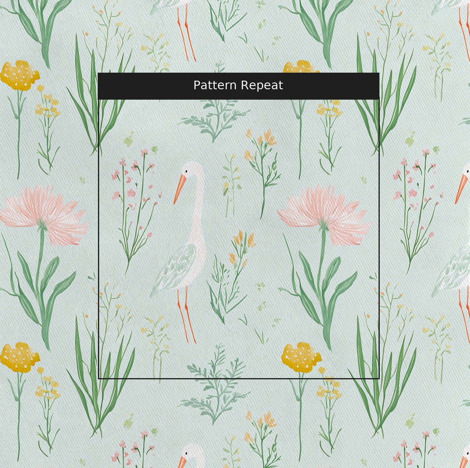 Willow Wading Fabric by the Yard — pattern repeat