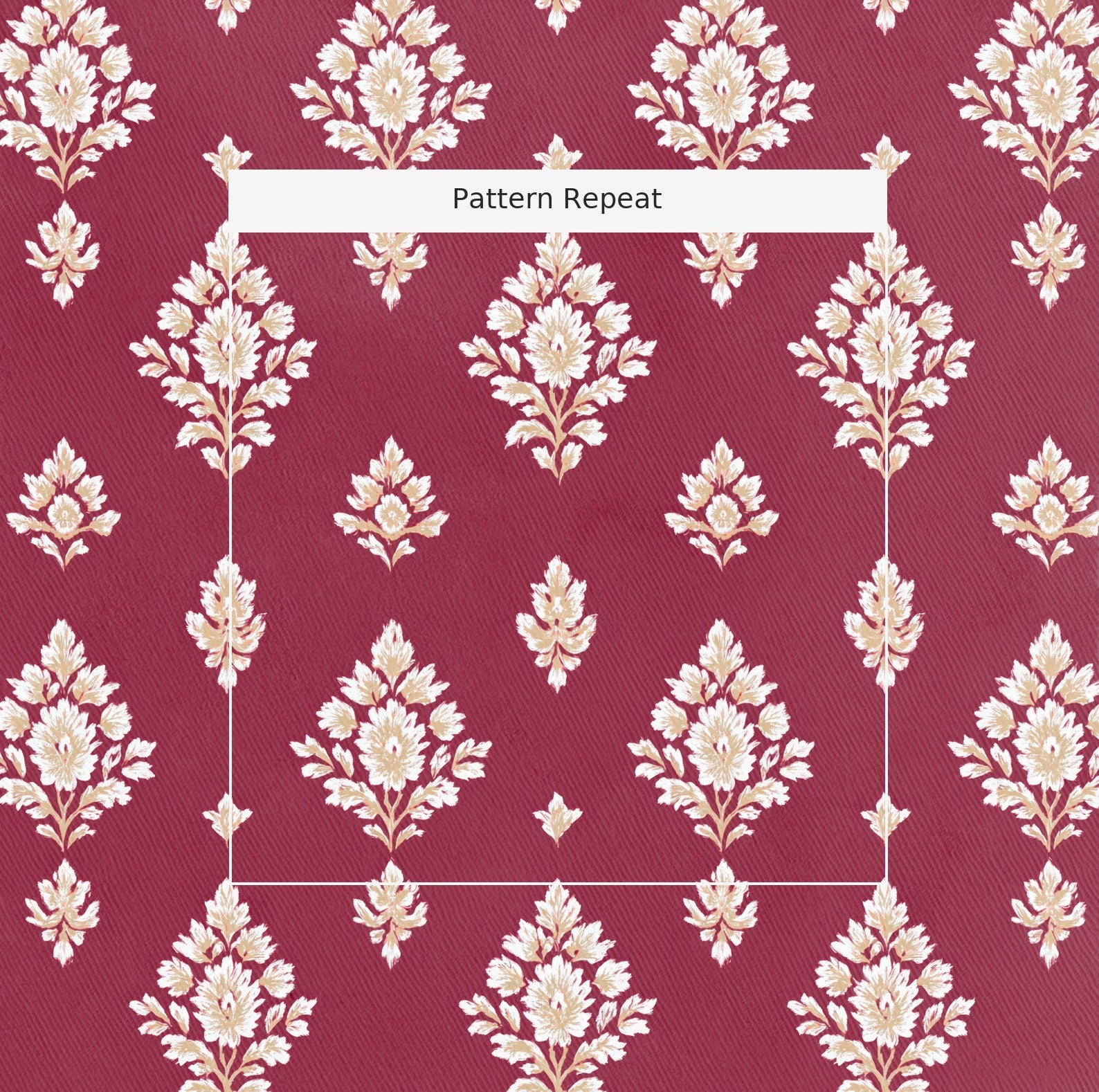 Crimson Crest Fabric by the Yard — pattern repeat