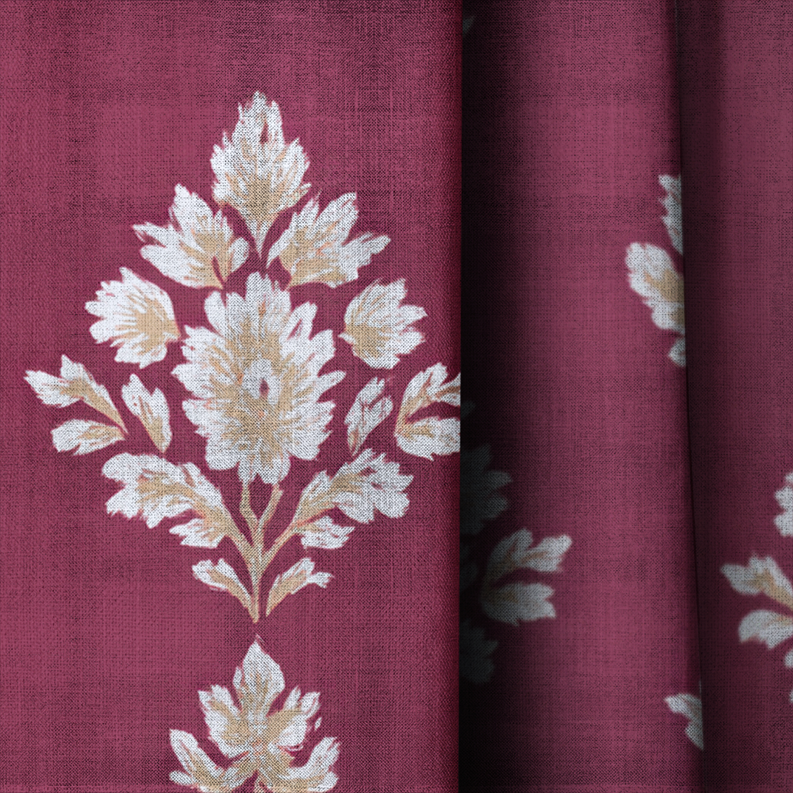 Crimson Crest - Drapery — close up
