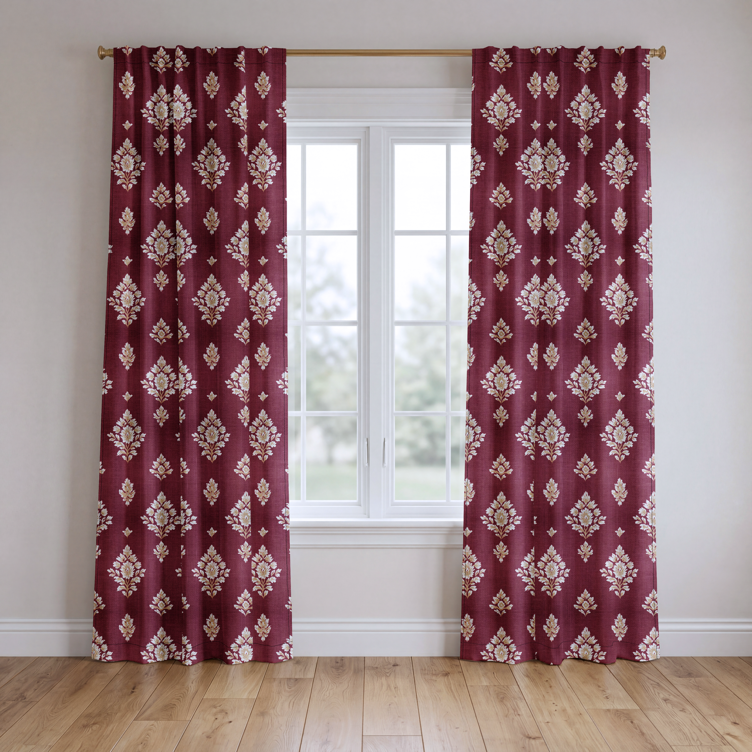 Crimson Crest - Drapery — two panels