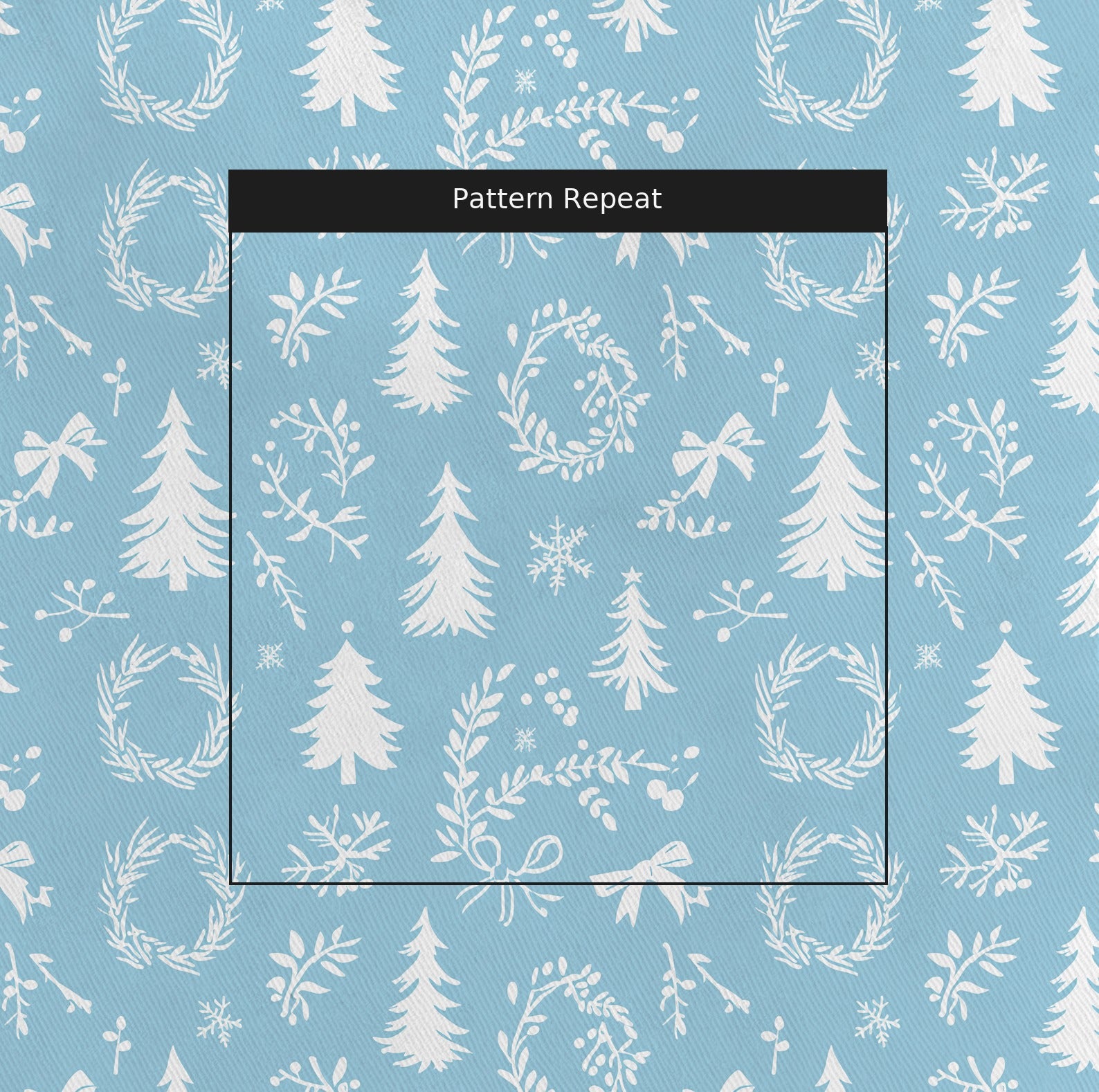 Winter Wreath Fabric by the Yard — pattern repeat