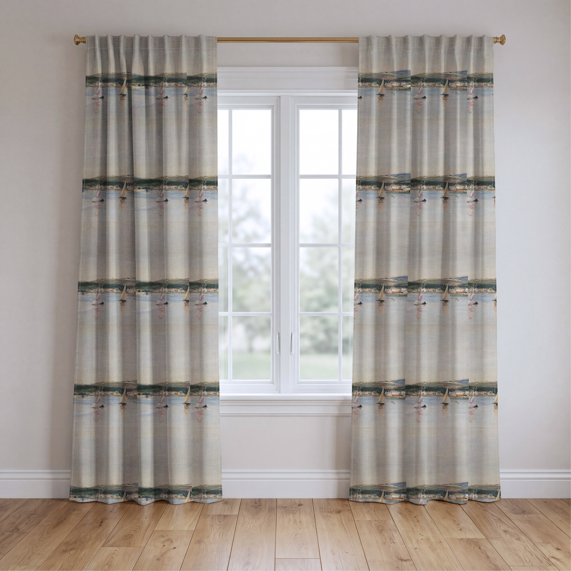 Sailboat - Drapery — two panels