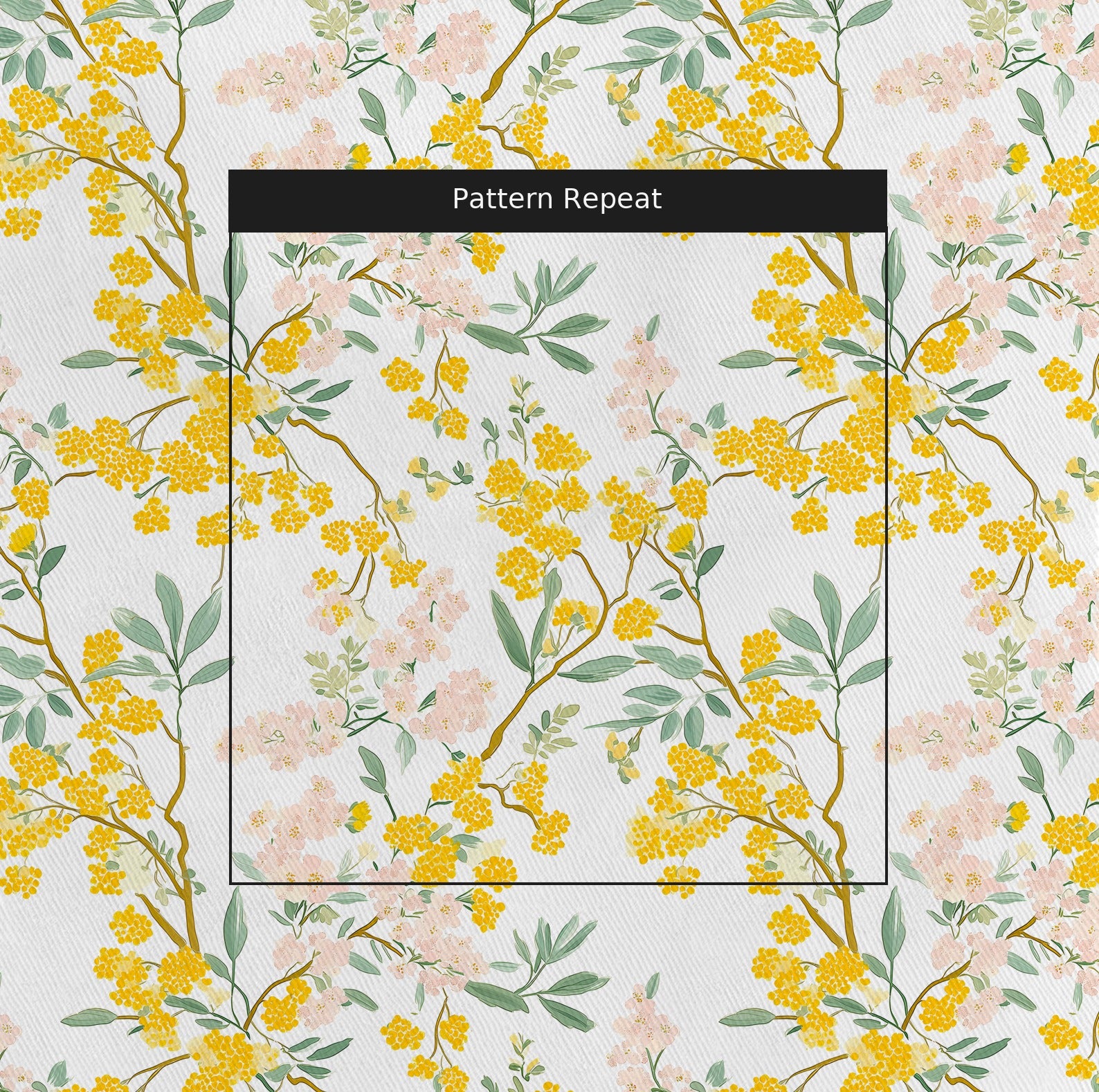 Mimosa Melody Fabric by the Yard — pattern repeat