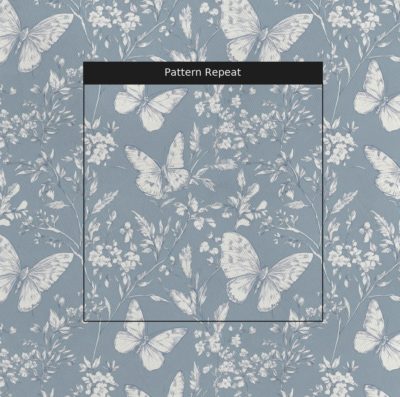 Collierville Blue Fabric by the Yard — pattern repeat