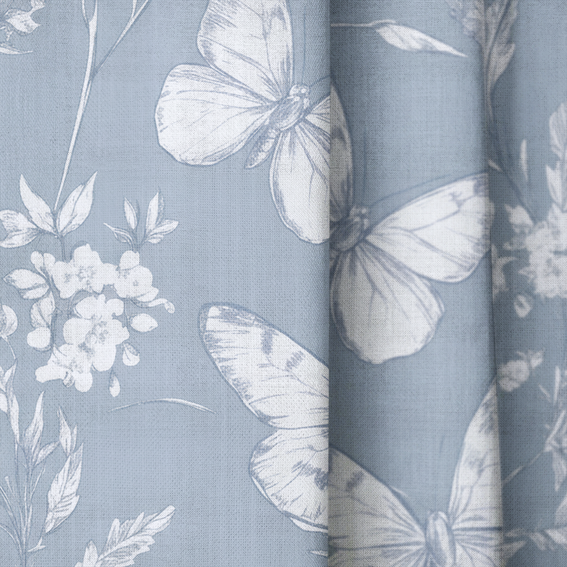 Collierville Blue - Drapery — close up