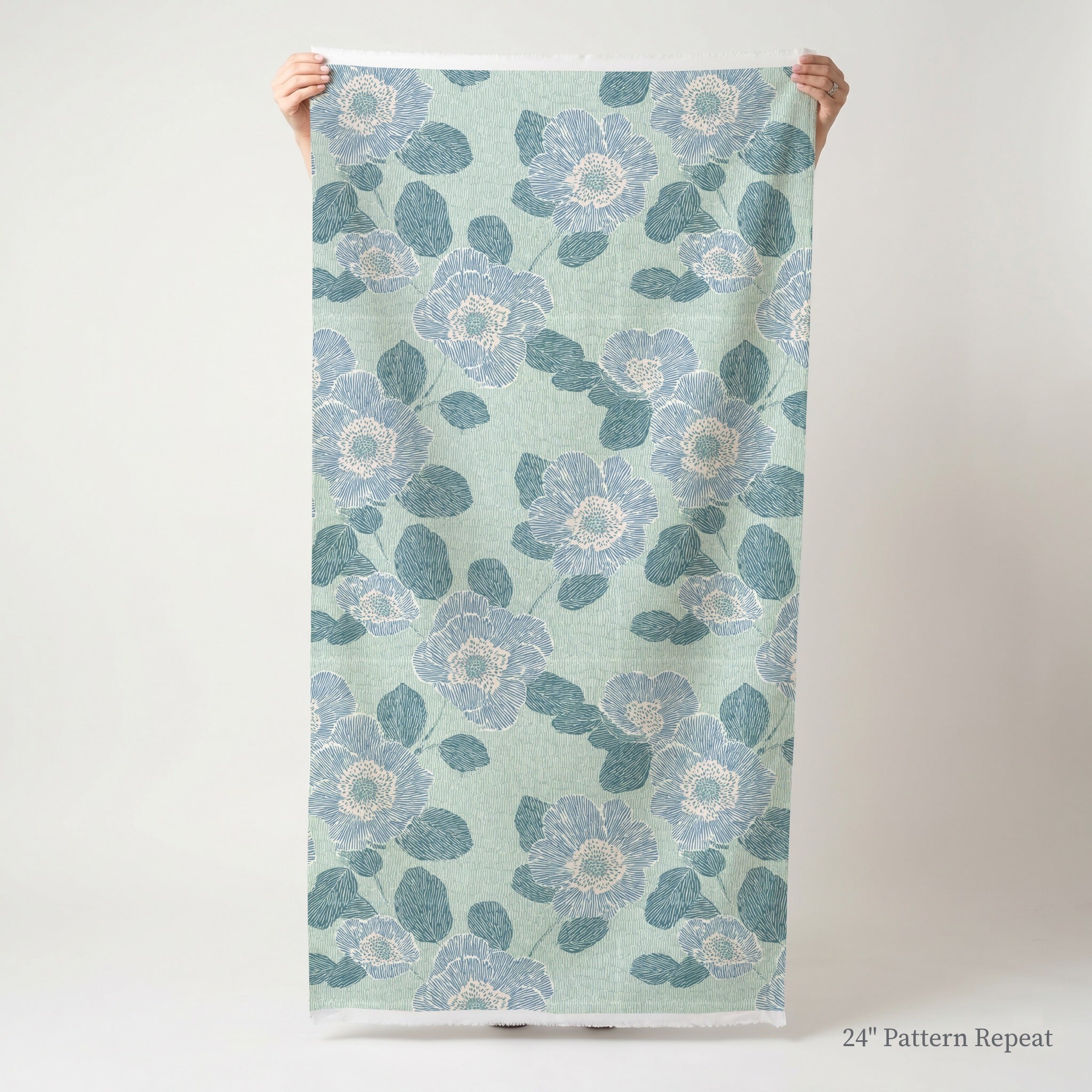 Green Rain Drops Fabric by the Yard