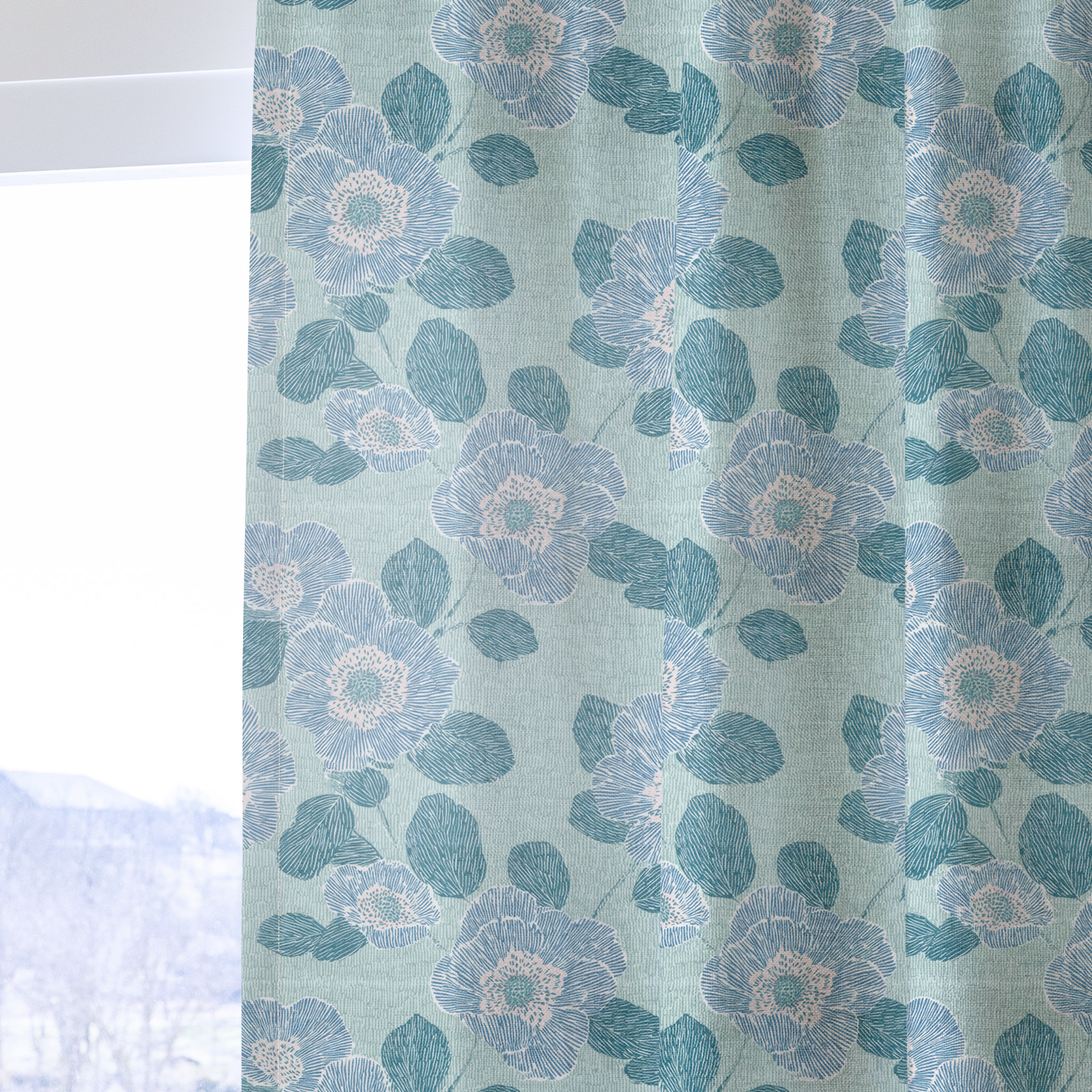 Green Rain Drops - Drapery — one panel