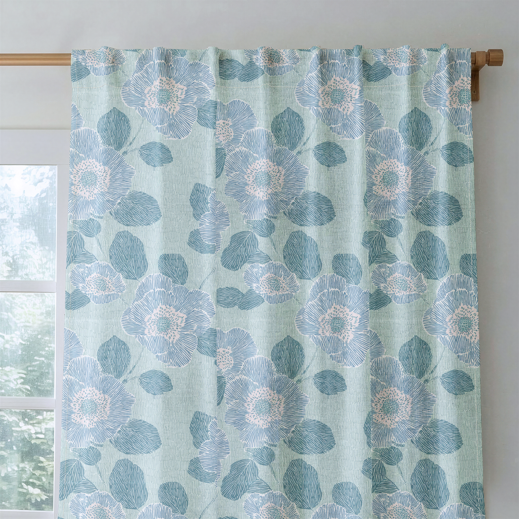 Green Rain Drops - Drapery — rod