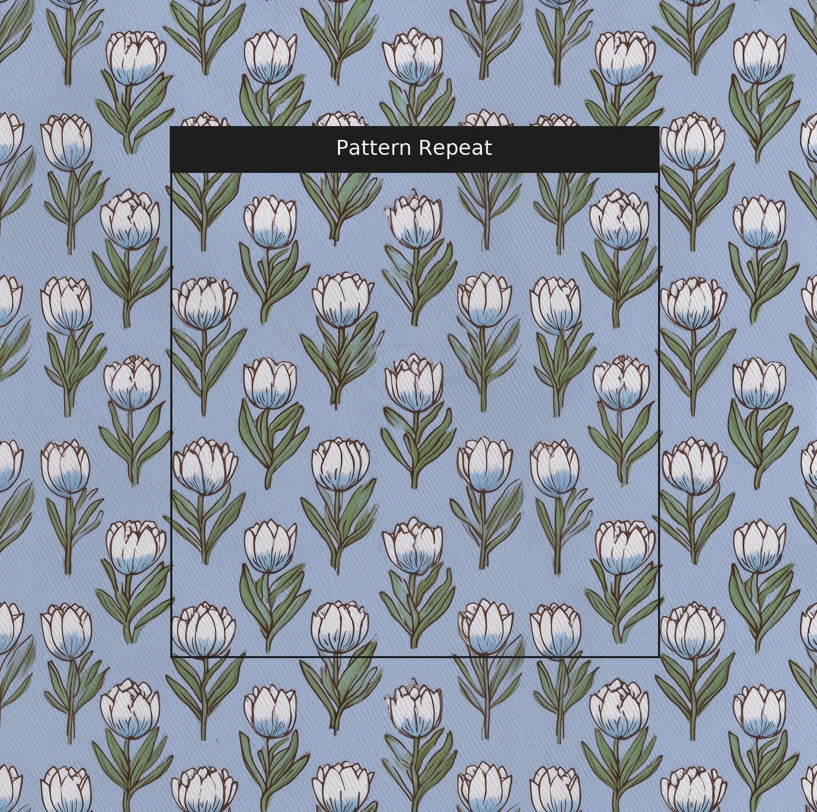 Tulip Parade Fabric by the Yard — pattern repeat