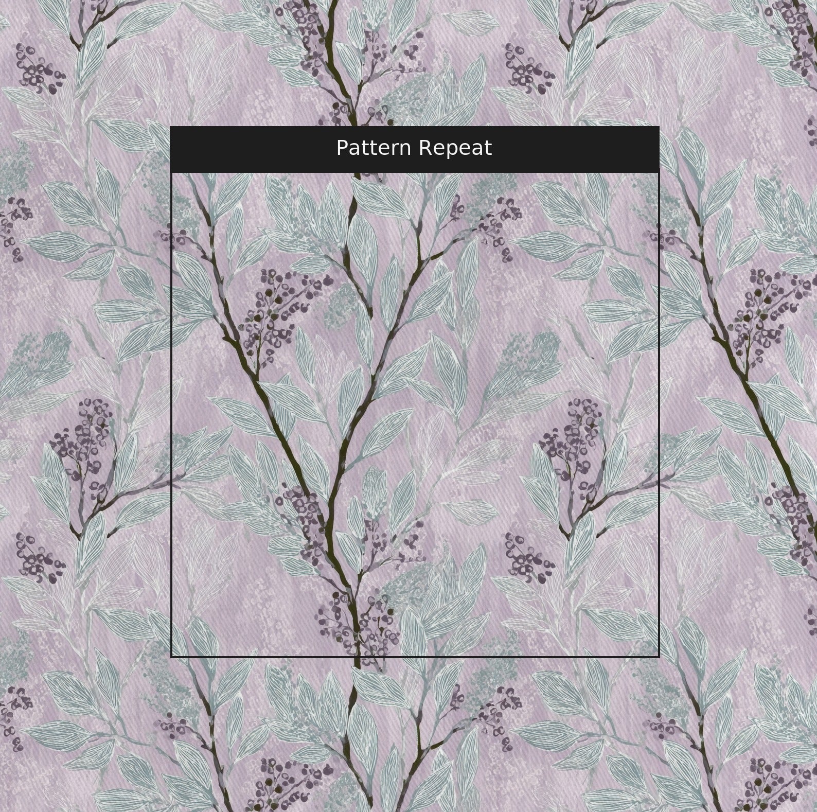 Aster Branches Fabric by the Yard — pattern repeat