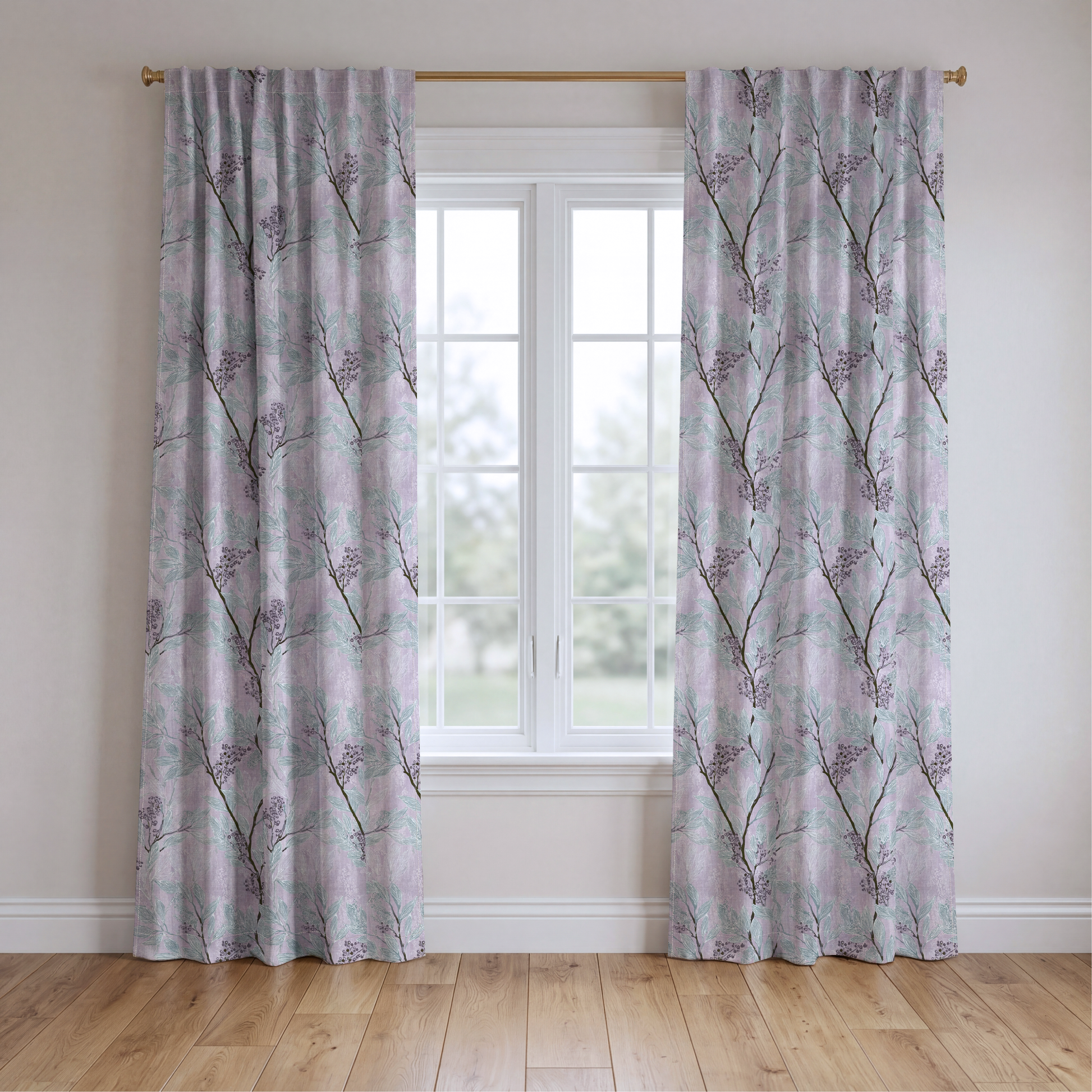 Aster Branches - Drapery — two panels