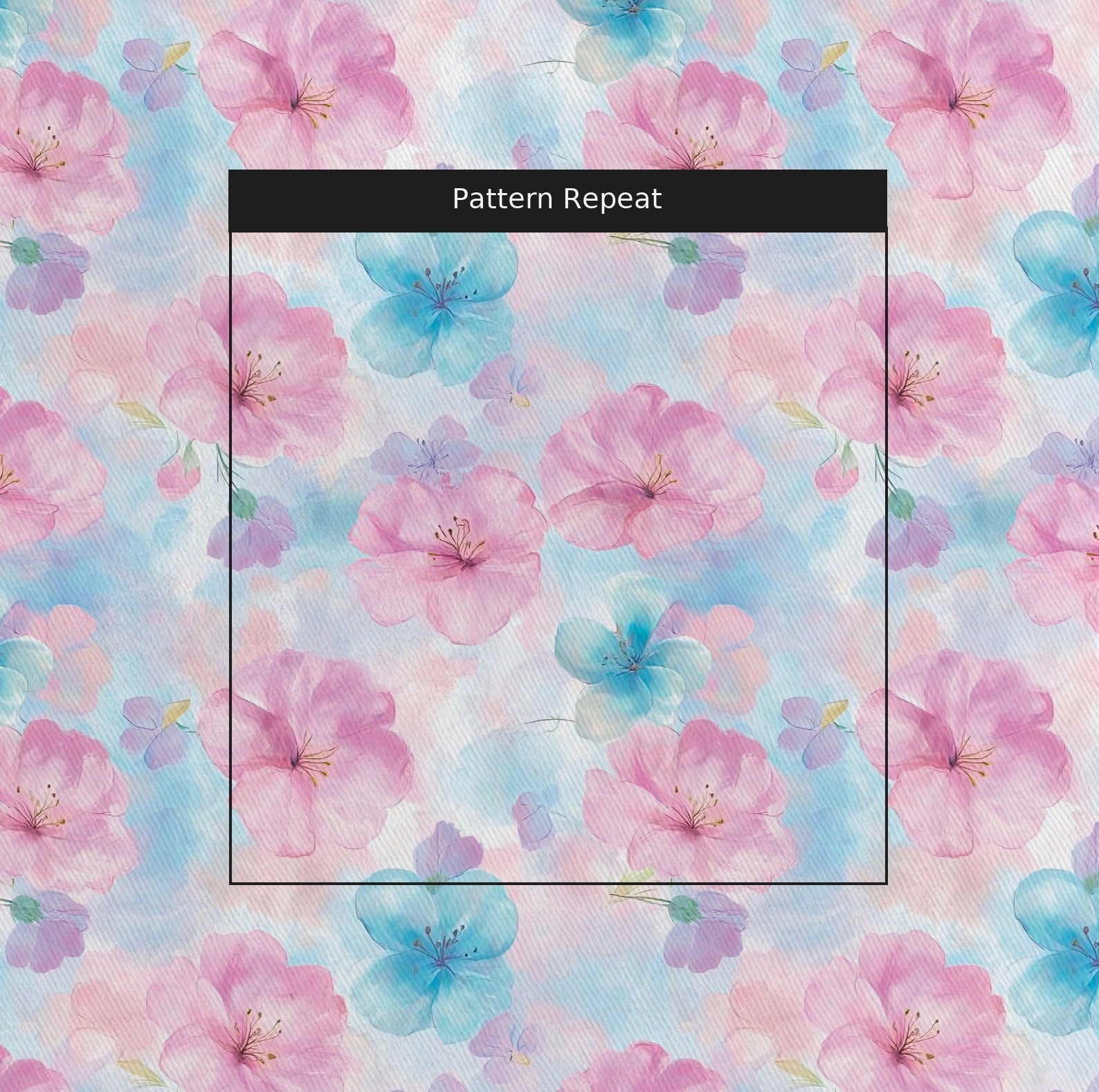 Blossom Haze Fabric by the Yard — pattern repeat