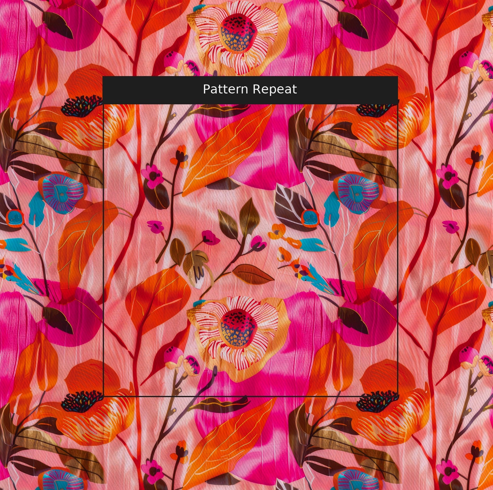 Natalia's Tropical Tapestry Fabric by the Yard — pattern repeat