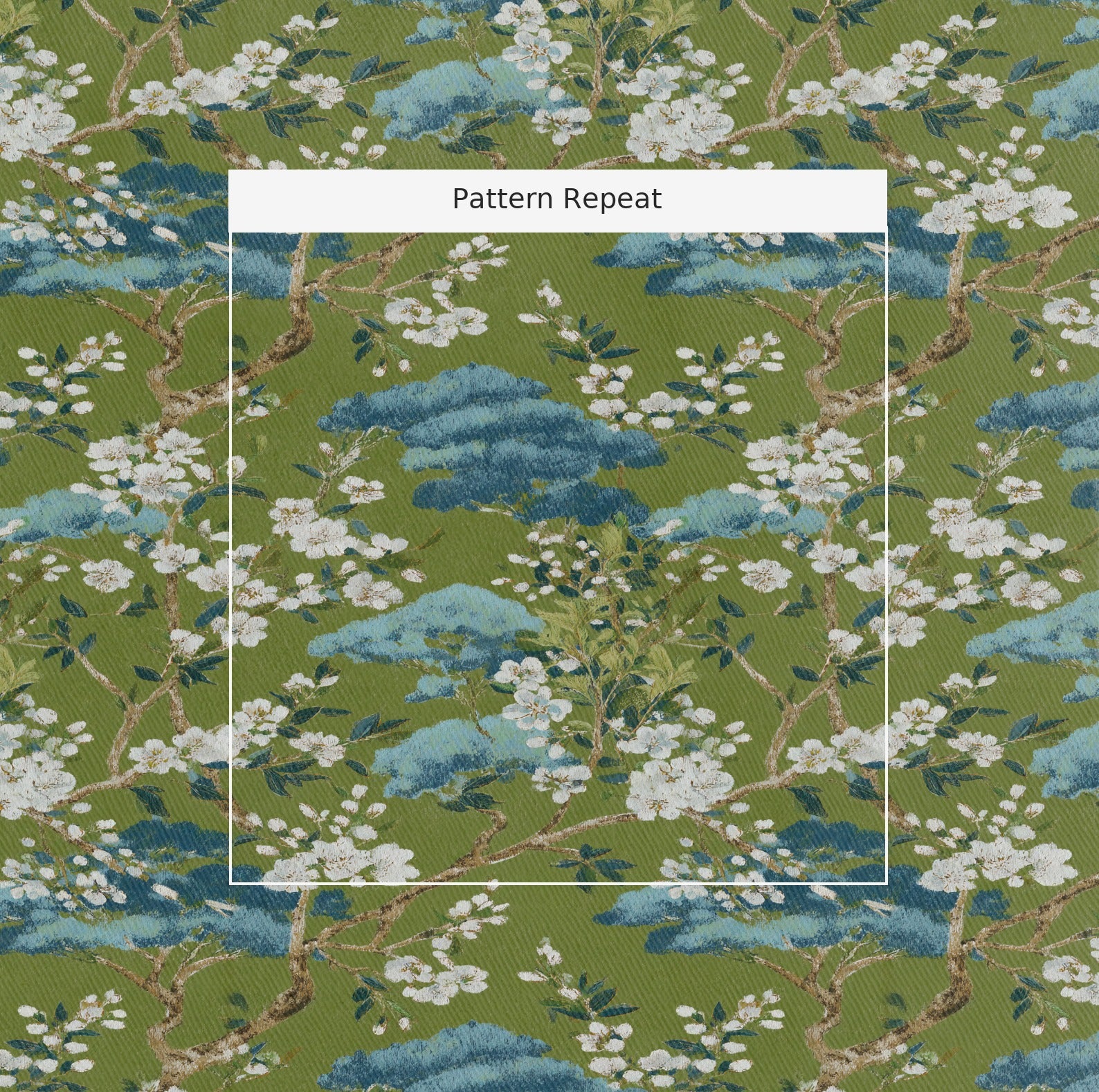 Chateau Green Fabric by the Yard — pattern repeat