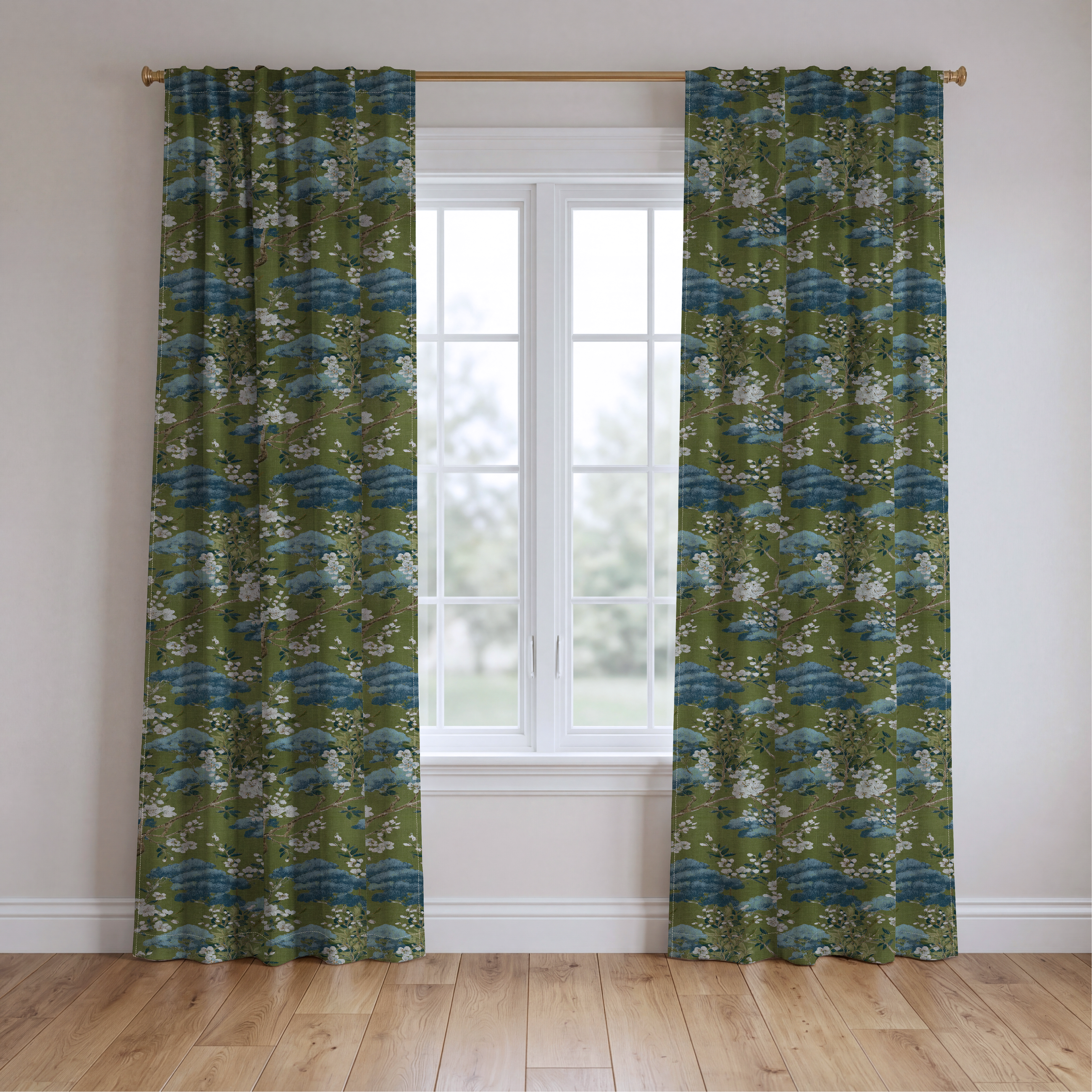 Chateau Green - Drapery — two panels