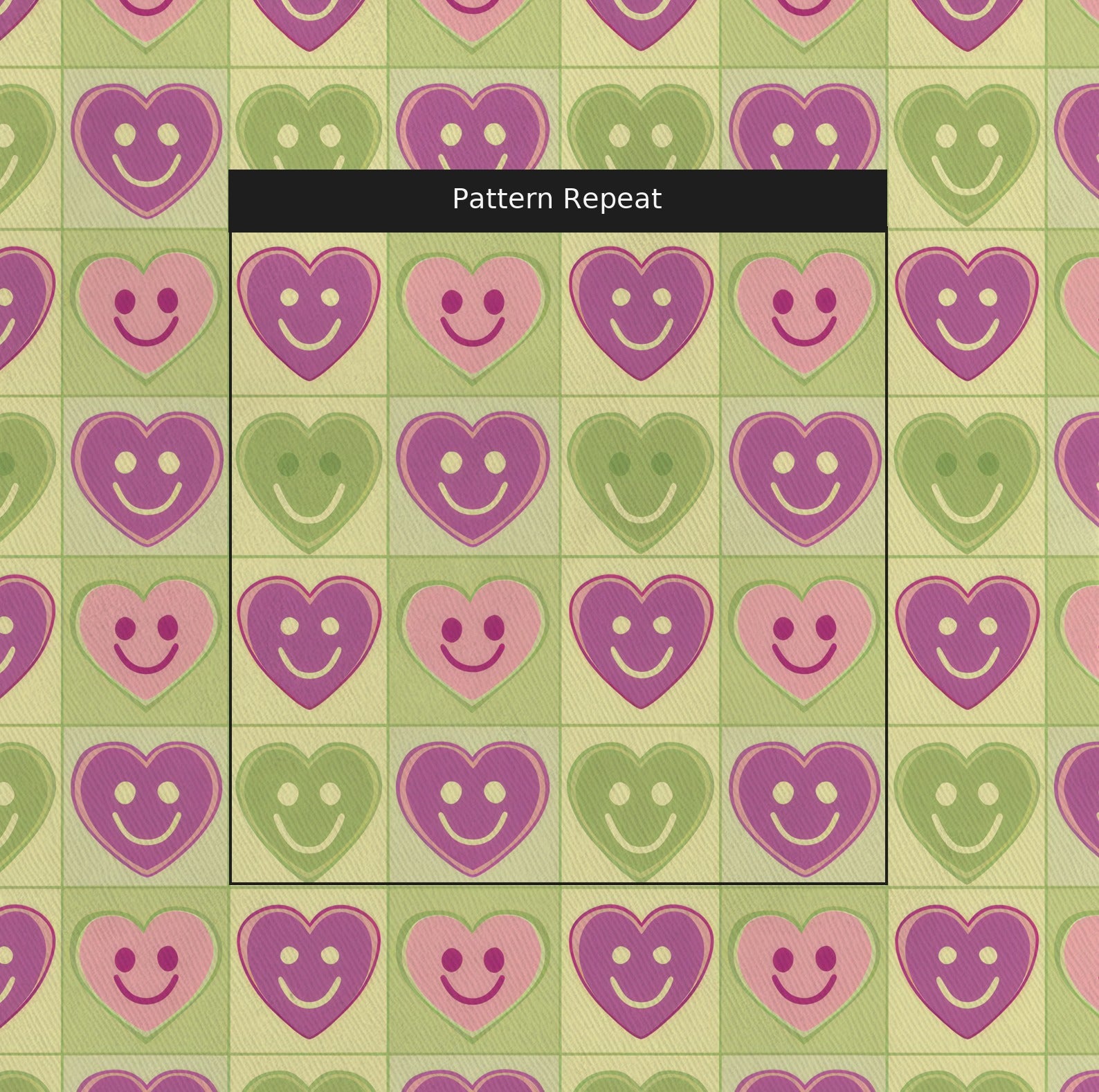 Happy Hearts Fabric by the Yard — pattern repeat
