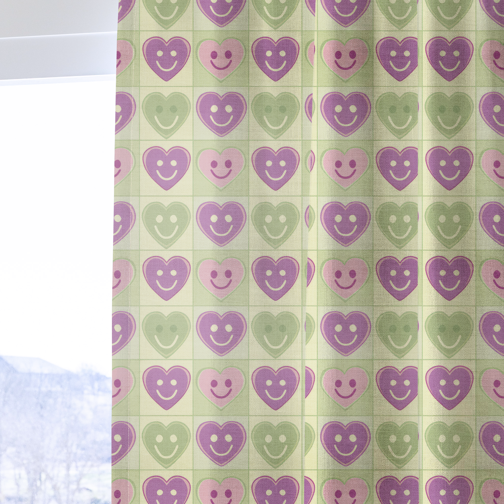 Happy Hearts - Drapery — one panel