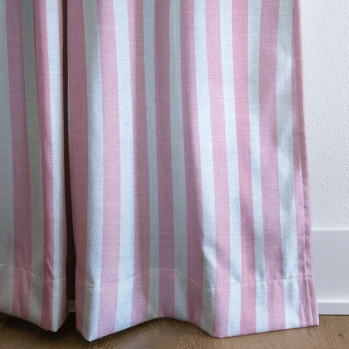Blue & Pink Spencer - Drapery — corner closeup