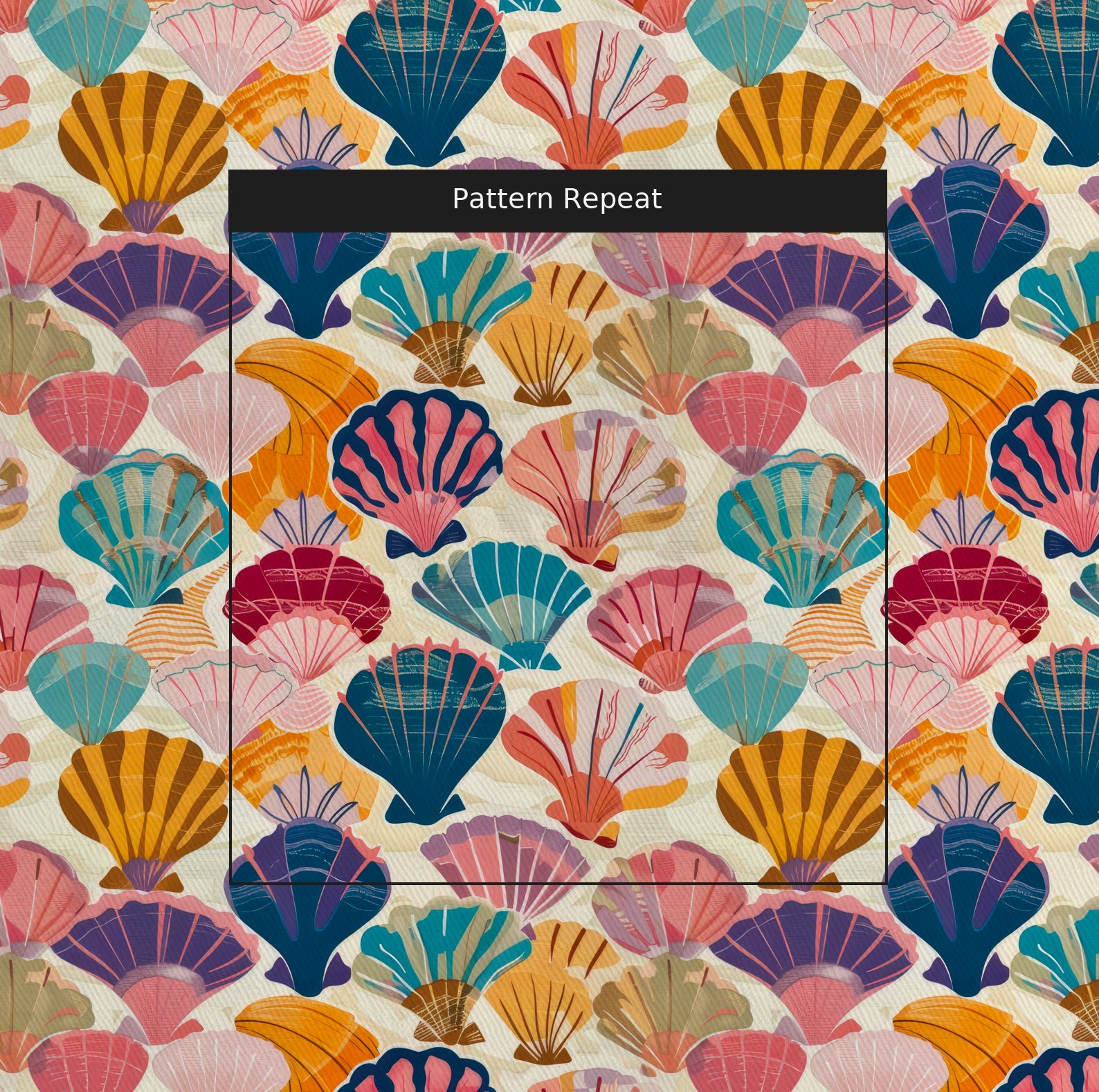 Seraphina's Seashell Sonata Fabric by the Yard — pattern repeat
