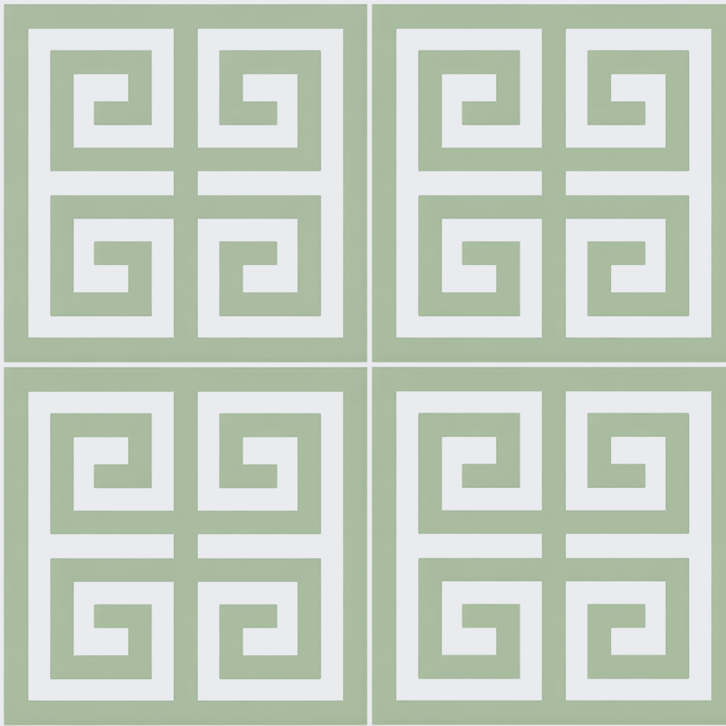 Palm Promenade Cool Mint Greek Key Wallpaper
