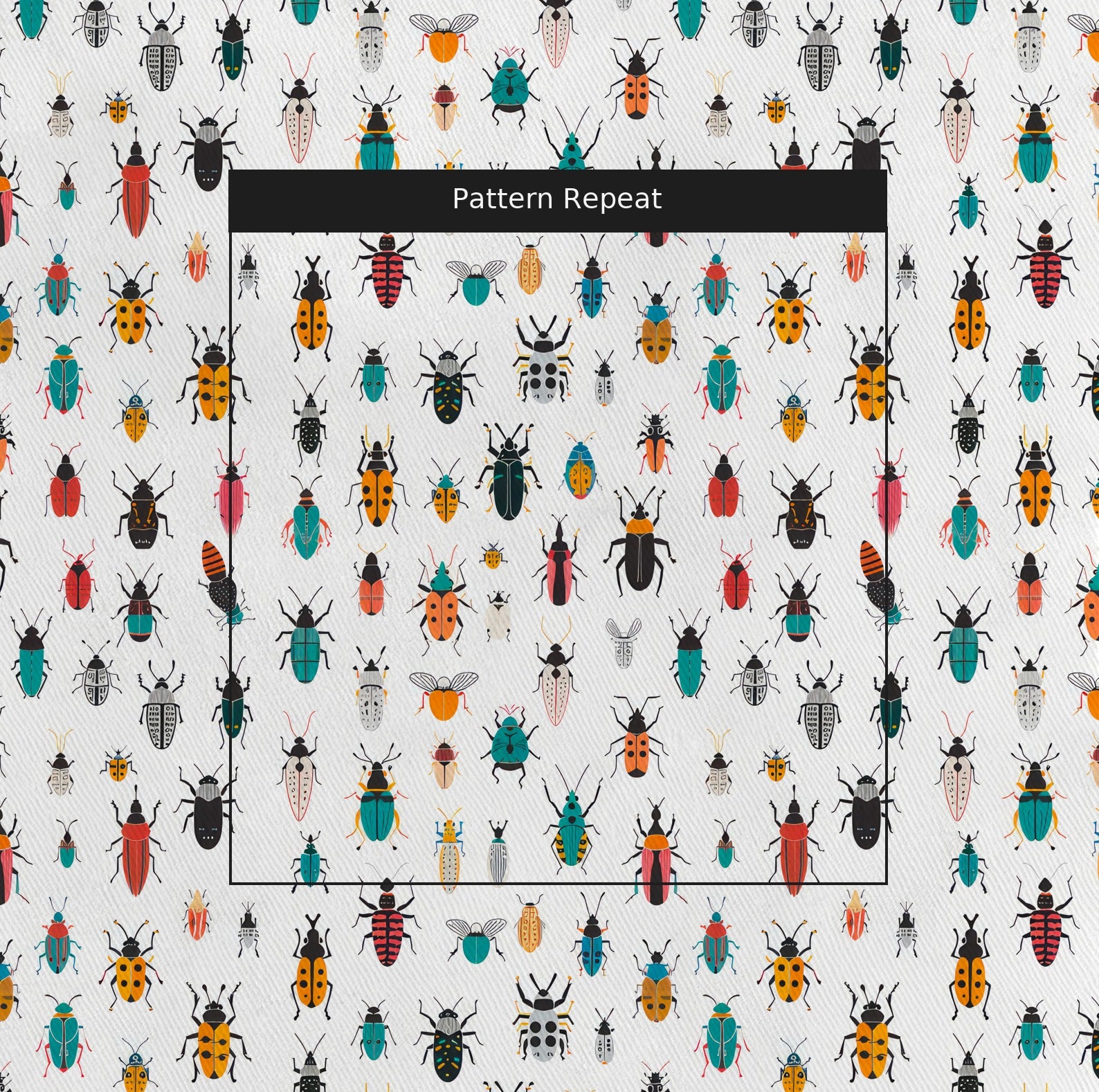 Beatle Mania Fabric by the Yard — pattern repeat