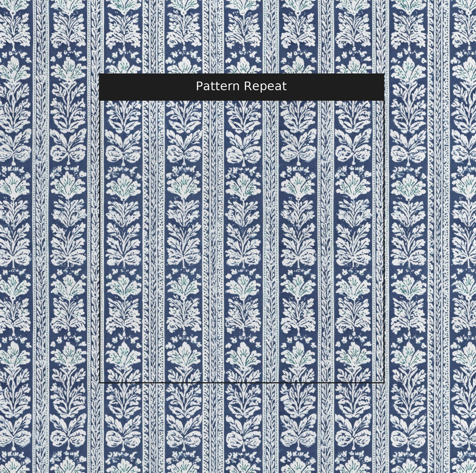 Blue Parlour Navy Fabric by the Yard — pattern repeat