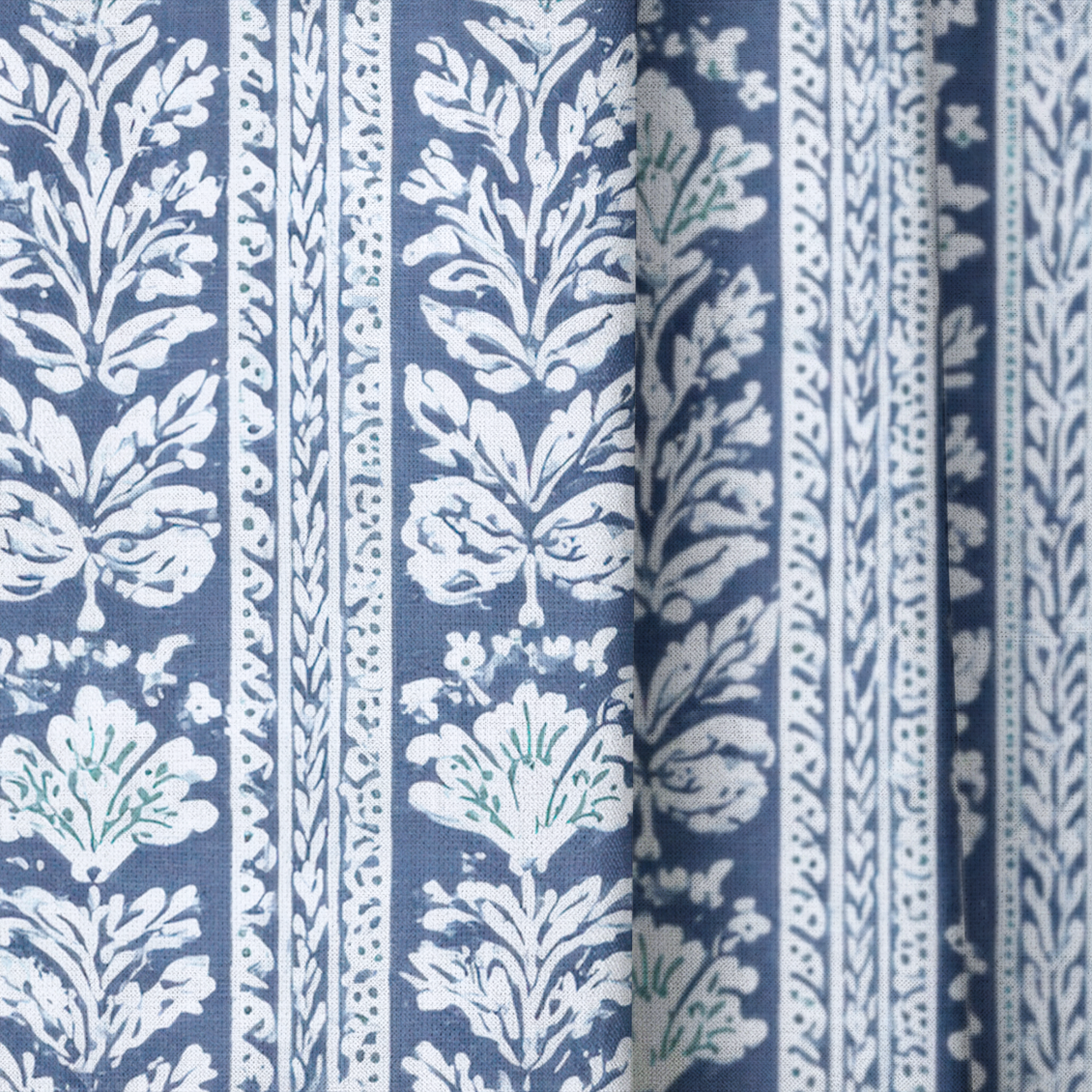 Blue Parlour Navy - Drapery — close up