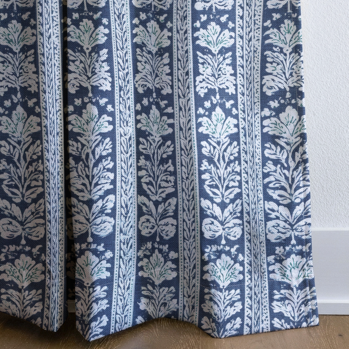 Blue Parlour Navy - Drapery — corner closeup
