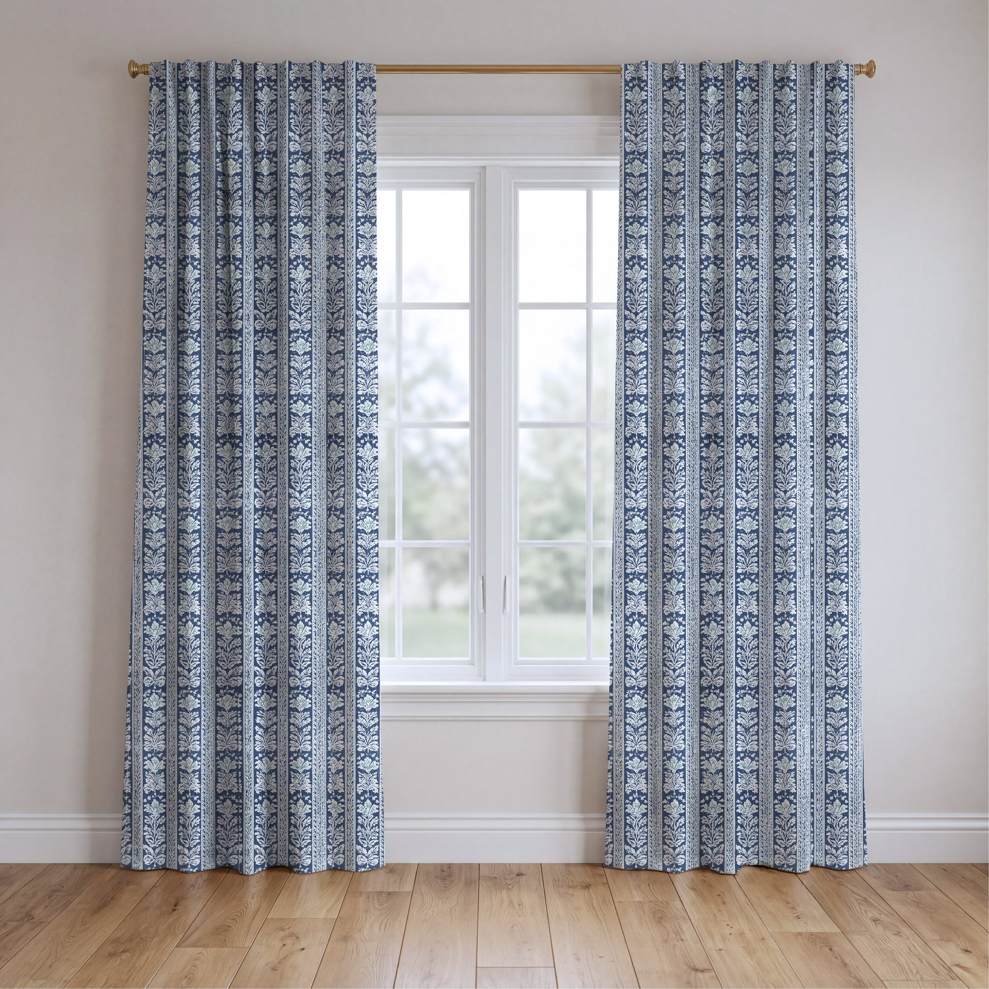 Blue Parlour Navy - Drapery — two panels