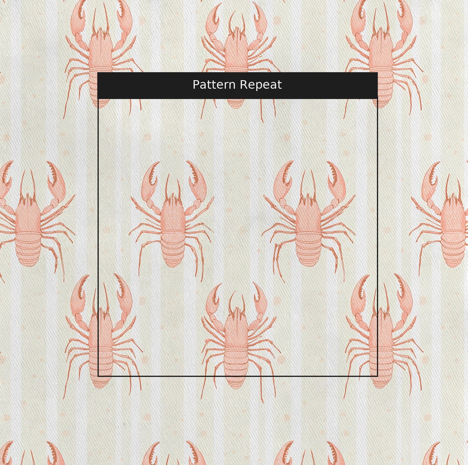 Larry Lobsters Fabric by the Yard — pattern repeat