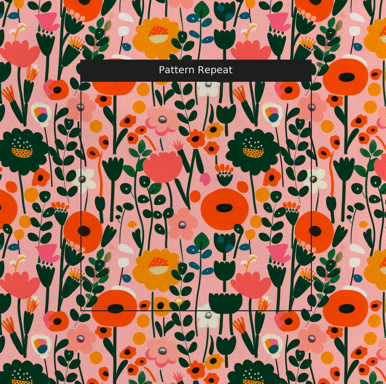 Floral Fate Fabric by the Yard — pattern repeat