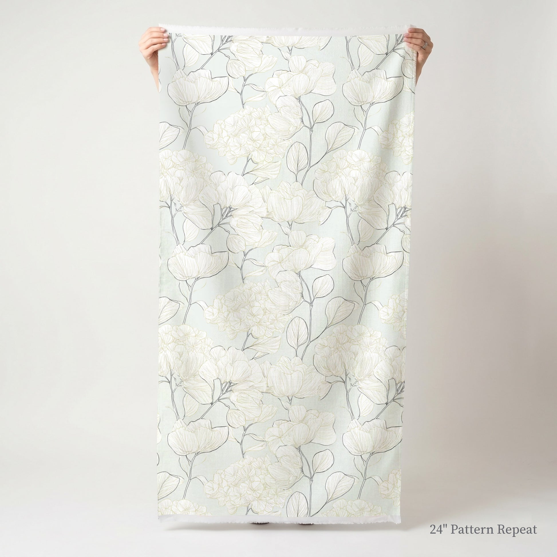 Mint Hydrangea Fabric by the Yard