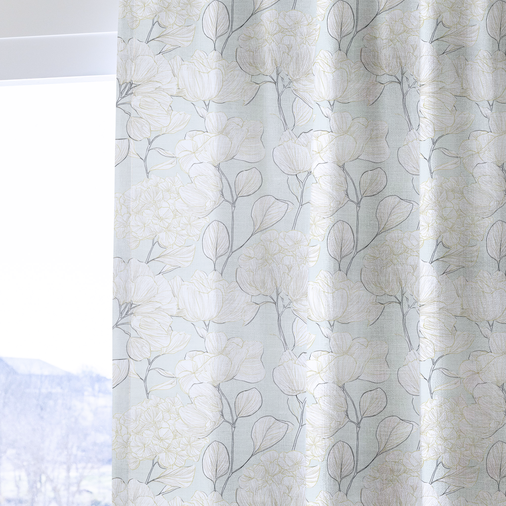 Mint Hydrangea - Drapery — one panel
