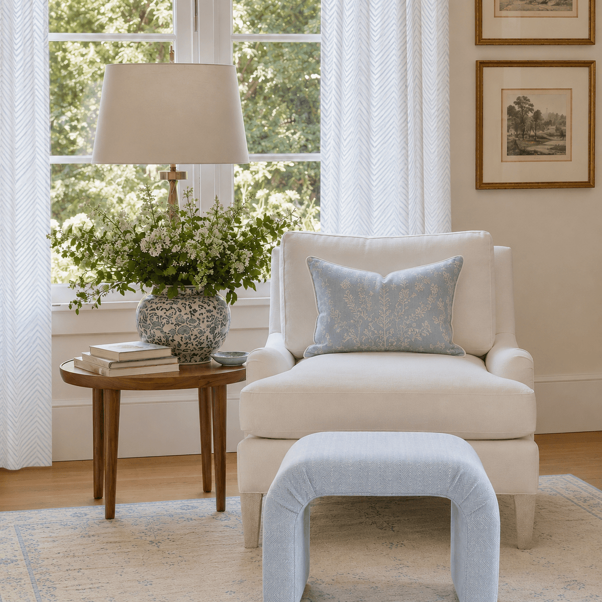 The Lewis Ottoman in Classic Harmony - Lemon Park