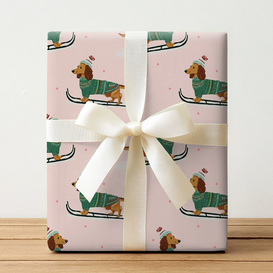 Dachshund Downhill - Wrapping Paper