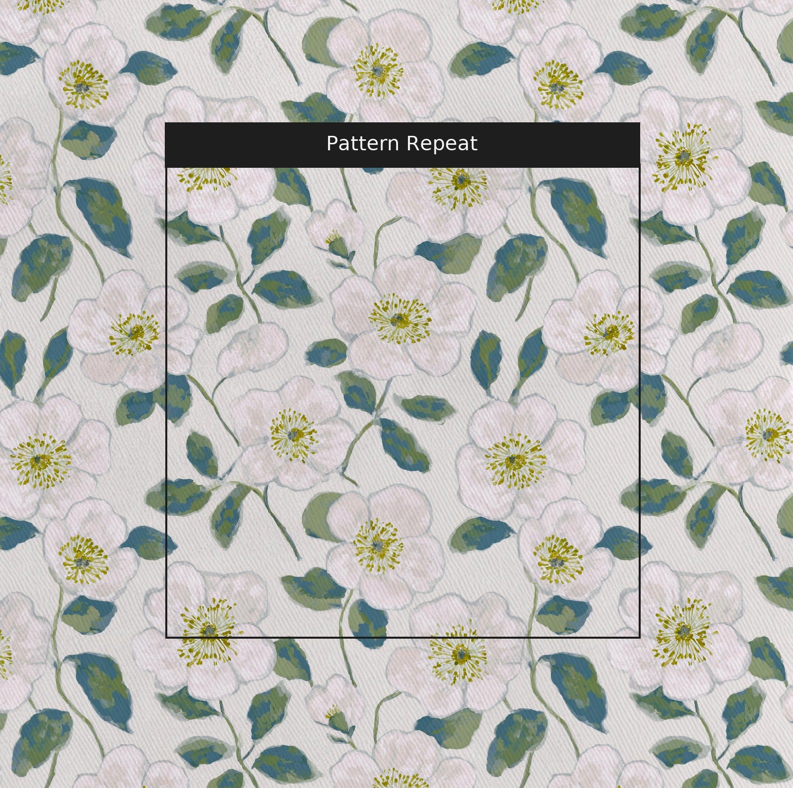Camellia Coast Fabric by the Yard — pattern repeat