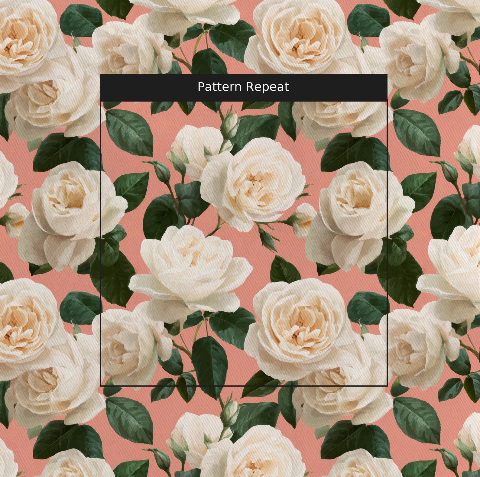 Fresh White Bloom Fabric by the Yard — pattern repeat