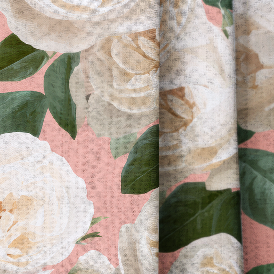 Fresh White Bloom - Drapery — close up