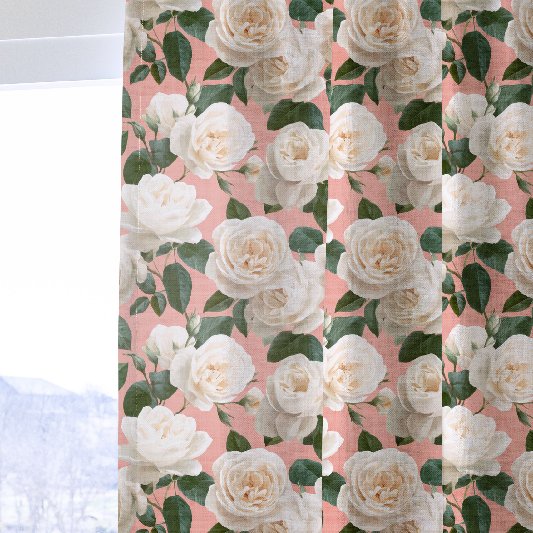 Fresh White Bloom - Drapery — one panel