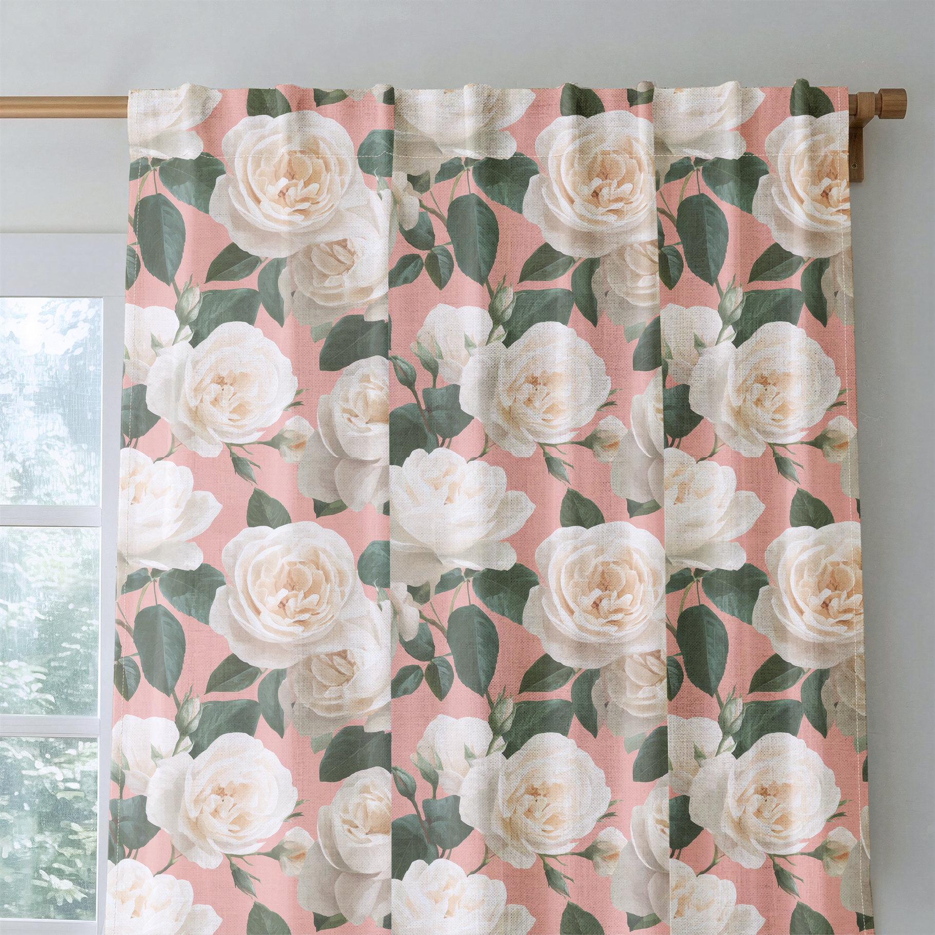 Fresh White Bloom - Drapery — rod