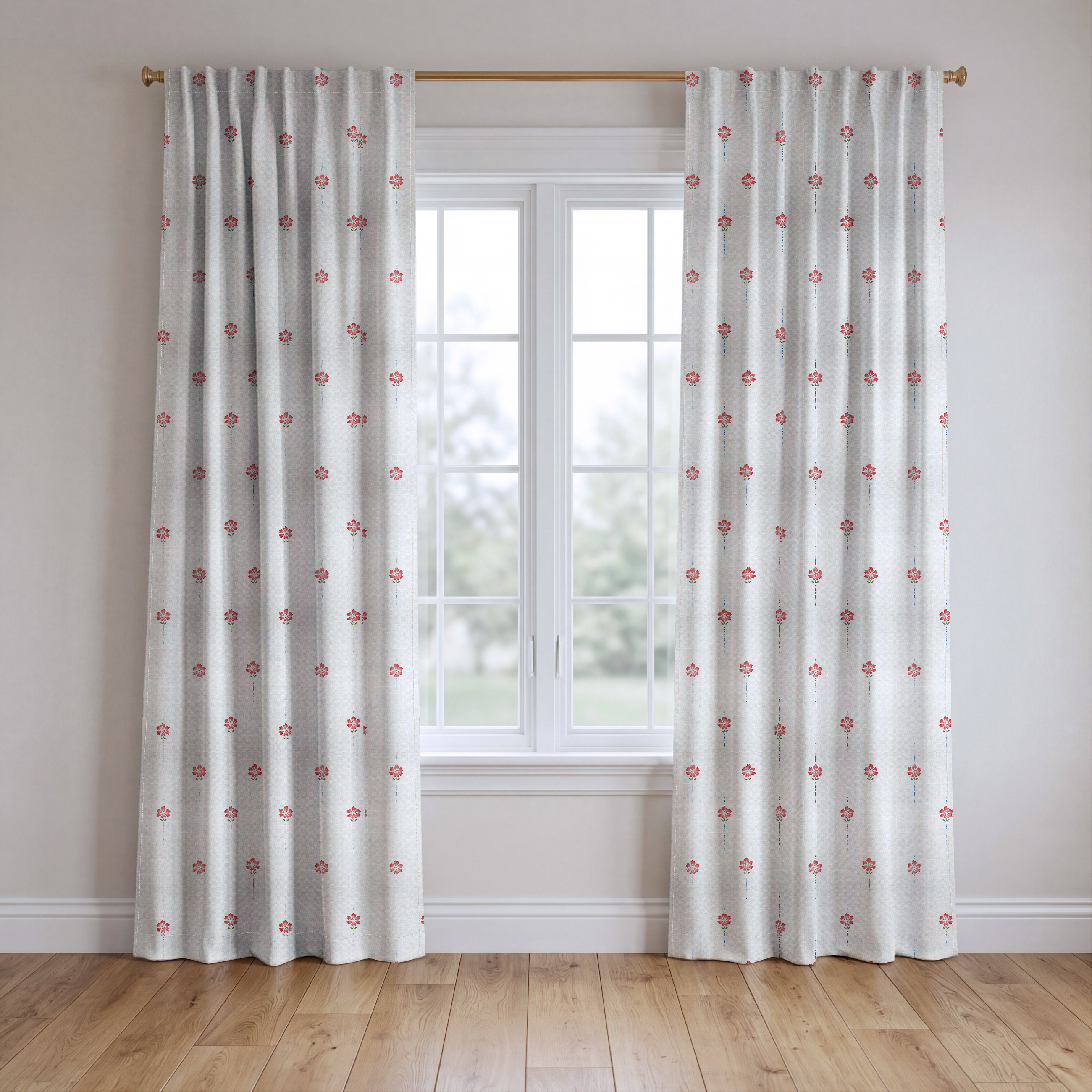 Poppy Dots - Drapery — two panels