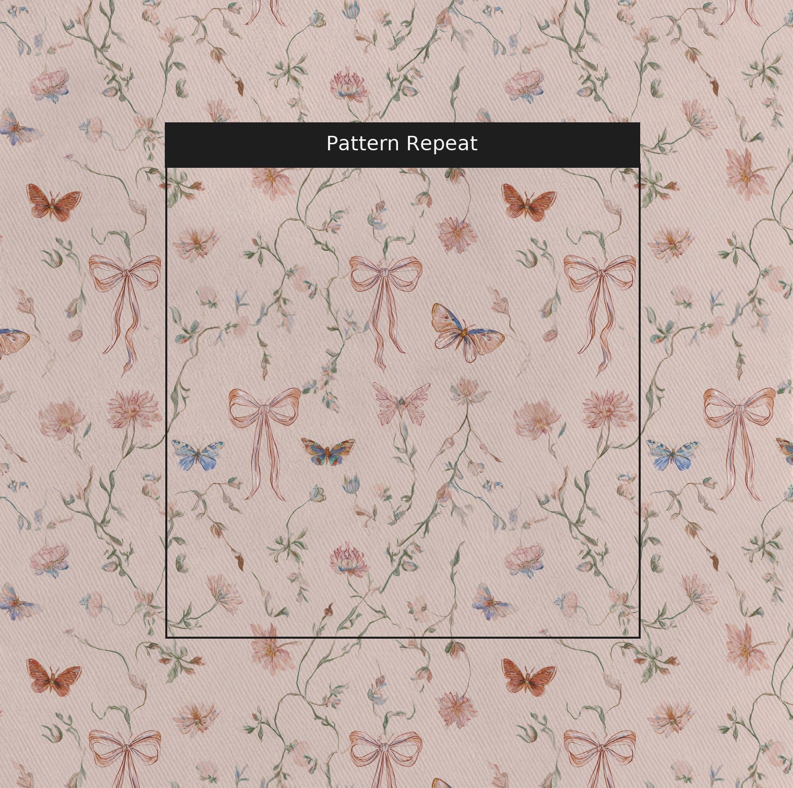 Butterfly Parlour Fabric by the Yard — pattern repeat