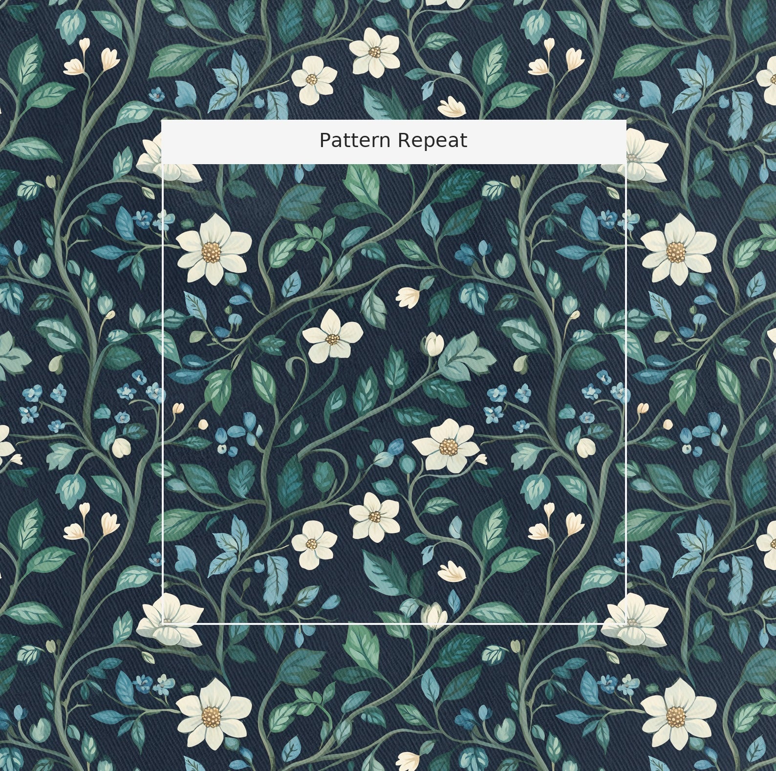 Navy Fabric by the Yard — pattern repeat